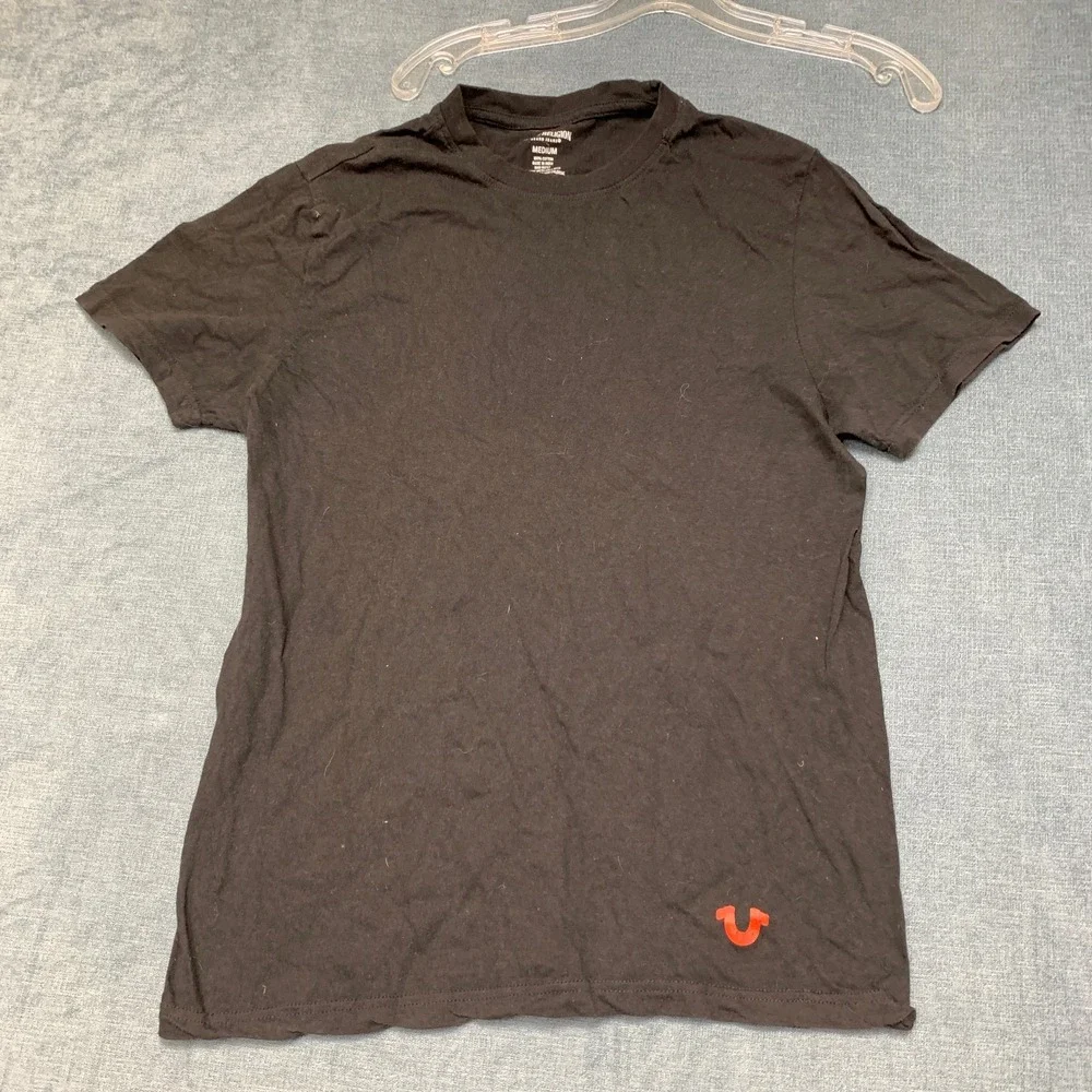 True Religion Brand Jeans T Shirt Mens Medium Black Cotton Short Sleeve Summer